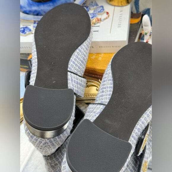 🆕 TORY BURCH 🧿 NWOB Mary Jane Heeled Ballet Flat, Blue Tweed, Sz 6.5 *SAMPLE* - Picture 16 of 16